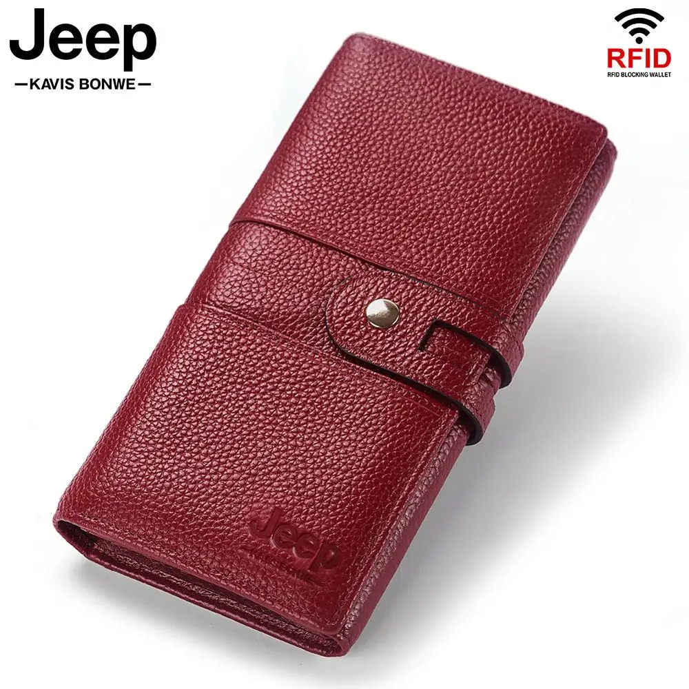 

Женские кошельки из 100% натуральной кожи, вместительный длинный женский кошелек на молнии, клатч, дизайнерский красный кошелек, модные кошел...