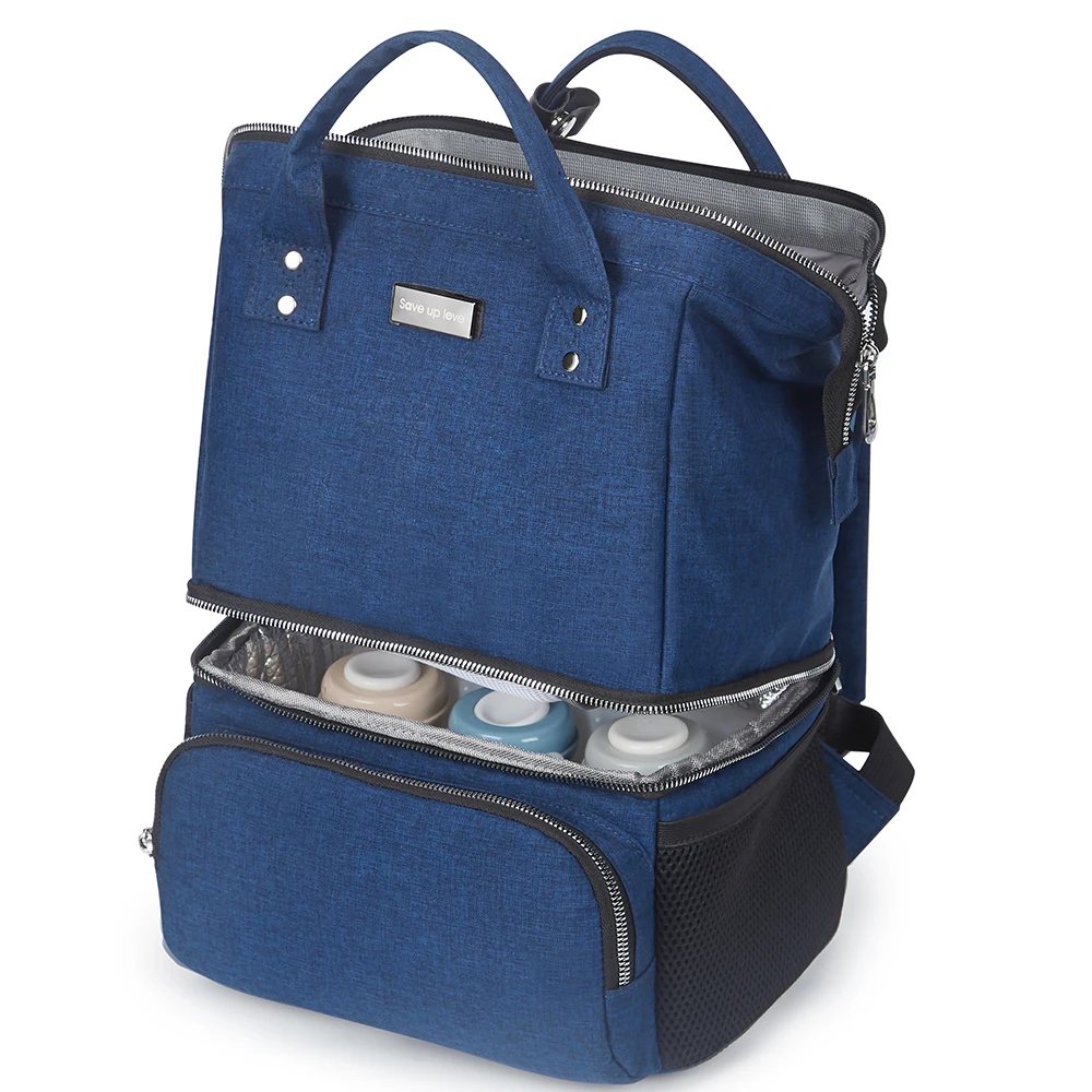 

Diaper bags Waterproof shoulders double layer dry and wet separation insulation bento bag breast milk fresh large back milk