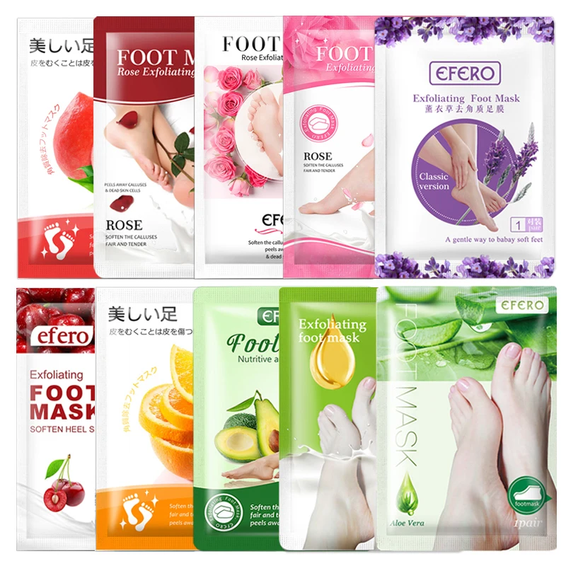 

Отбеливающая отшелушивающая маска для ног EFERO, 10 пар, маска для удаления омертвевшей кожи, маска для пилинга ног, носки для педикюра, антивыс...