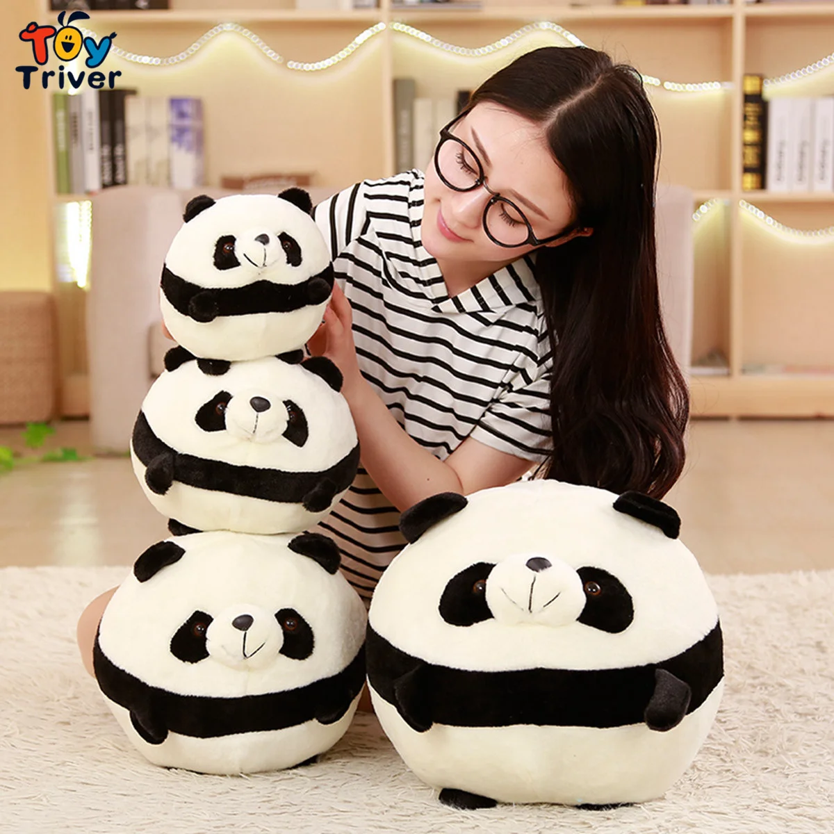 

Kawaii Round Panda Stuffed Animals Doll Plush Toys Pillow Cushion Baby Kids Children Girls Boys Cute Birthday Gifts Room Decor