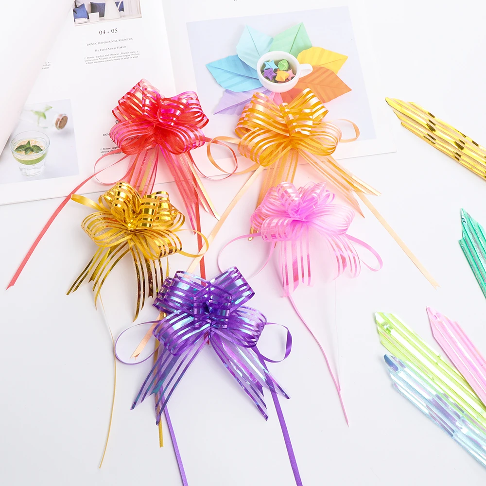 10 шт./пакет лента цветок из органзы бант 3 см ширина подарочная упаковка