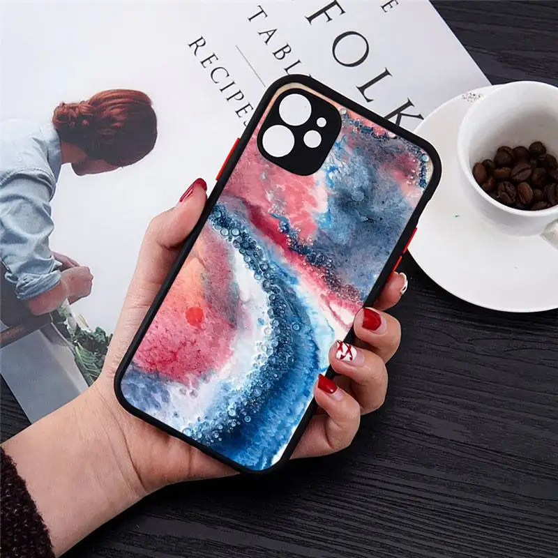 

Luxury stone art marble Phone Case Matte Transparent for iPhone 7 8 11 12 s mini pro X XS XR MAX Plus cover funda