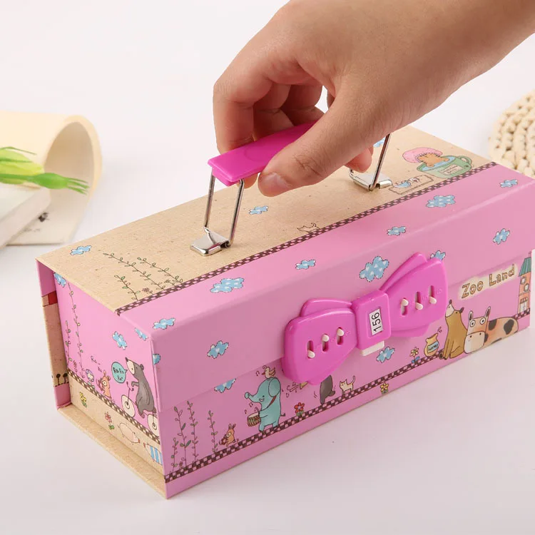 cute Multi-functional large capacity Three layers Creative pencil case with lock free shipping