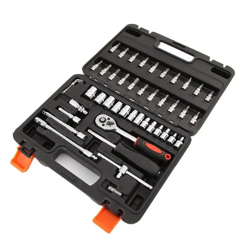 

46pcs Socket Ratchet Car Repair Tool Wrench Set Head Ratchet Pawl Socket Spanner Screwdriver Professional Metalworking Tool Kit