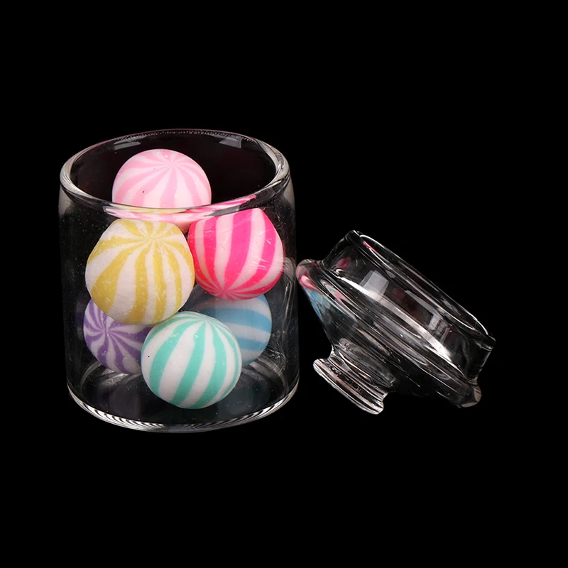 

Jar+6Pcs Candy Kitchen Storage Jar Model 1:12 Dollhouse Mini Glass Bottle Candy