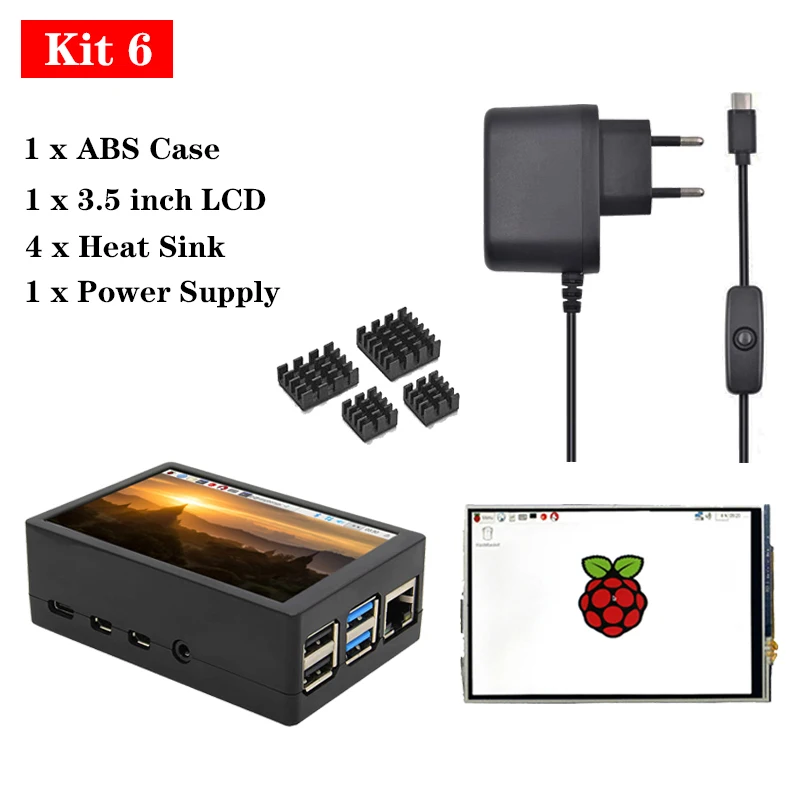 Raspberry Pi 4 корпус ABS Корпус Корпуса+ 3,5 дюймов TFT сенсорный экран ЖК-дисплей или крутой вентилятор охладитель для Raspberry Pi 4 Режим B