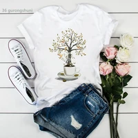 new summer style t shirt femme a cup of dreams and tree graphic print camiseta mujer t shirt fashion retro female tshirt tops