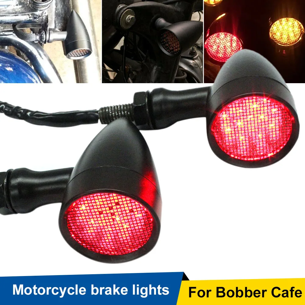

12V Motorcycle Turn Signal Vintage Bullet Blinker LED Driving Light Indicator Front Rear AluminumShell For Bobber Cafe Wholesale