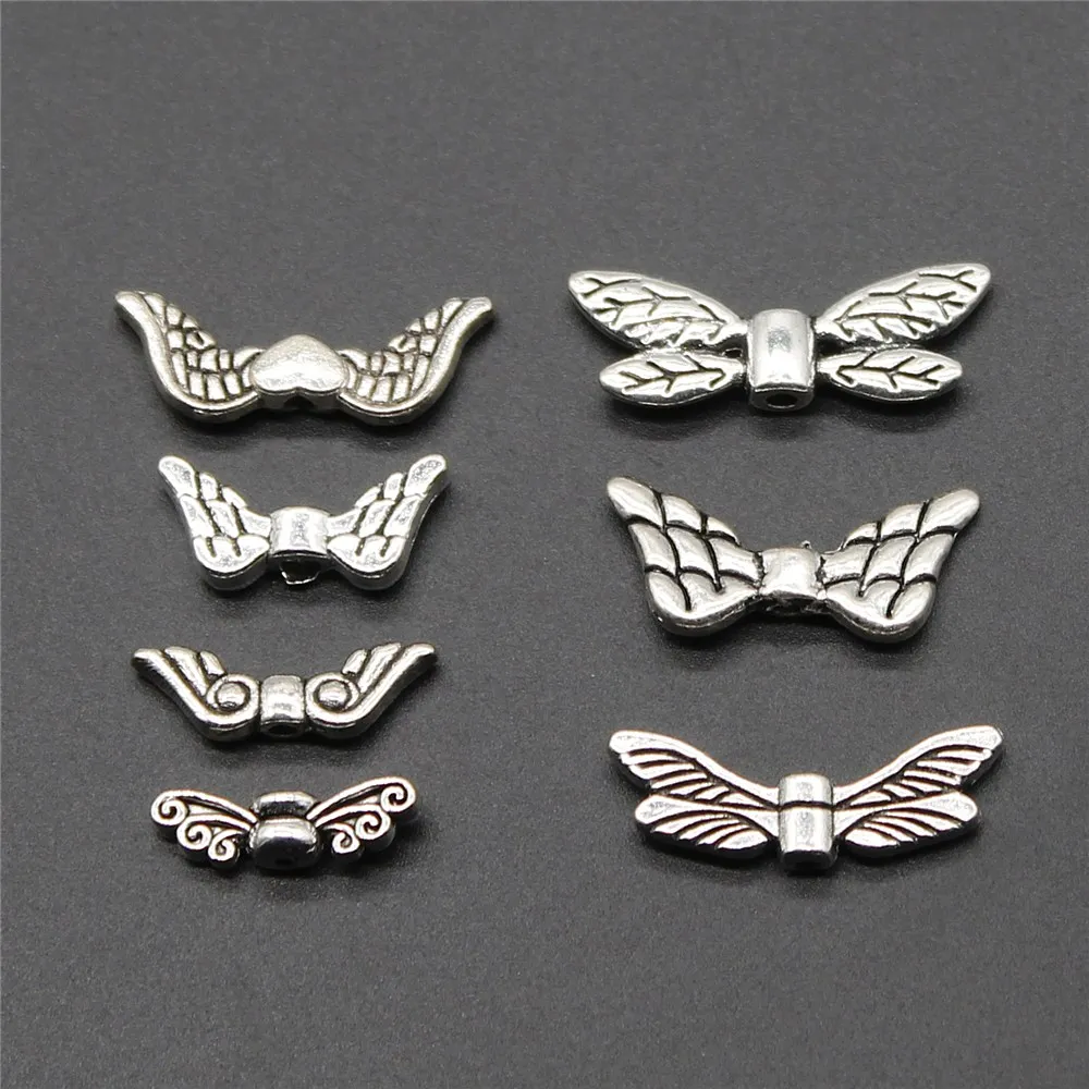 

40pcs Small Hole Beads Wing Charm Antique Silver Color Small Hole Beads Wing Charm Bead Jewelry Accessories