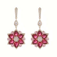 summer sweet statement flower earrings cubic zirconia luxury wedding dangler 2022 new fashion crystal pendant earring jewelry