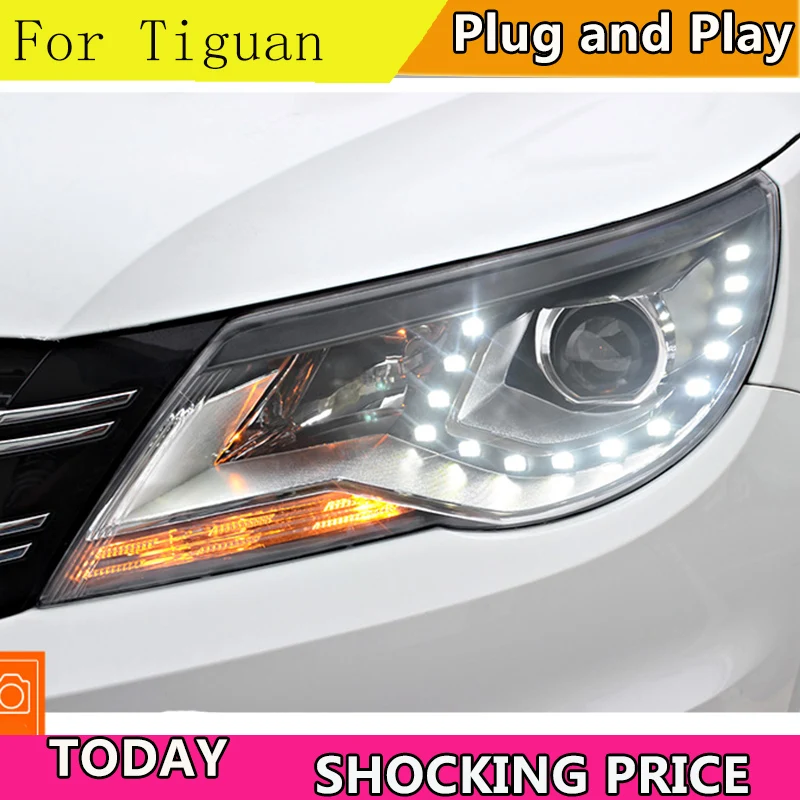 Стайлинг автомобиля для VW Tiguan фары 2009 2010-2012 СВЕТОДИОДНЫЙ DRL биксеноновый объектив