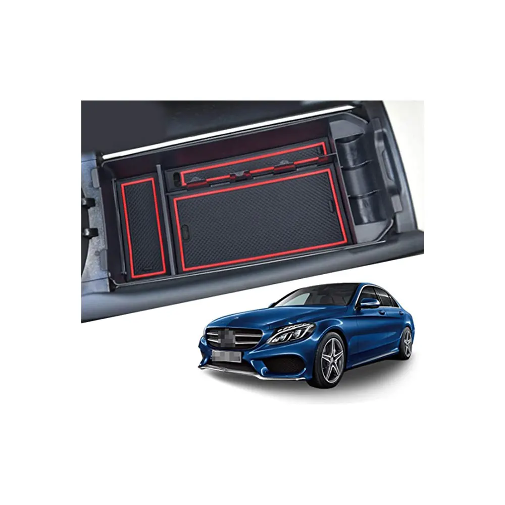 

For Mercedes-Benz C-Class GLC W205 X253 car central armrest storage box container pallet organizer accessories with anti-skid