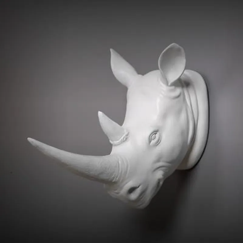 Three-dimensional animal head wall hanging stickers rhino sheep bull home office decoration crafts | Дом и сад