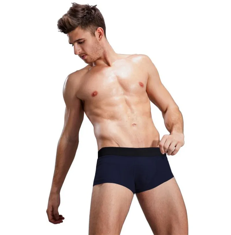 Трусы-боксеры мужские 4 шт./лот хлопковое нижнее белье пикантные плавки Модные