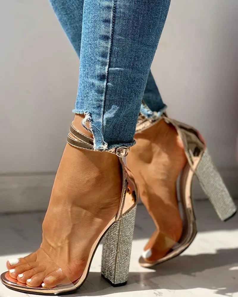 Новые женские туфли лодочки на высоком каблуке пикантные с золотыми стразами