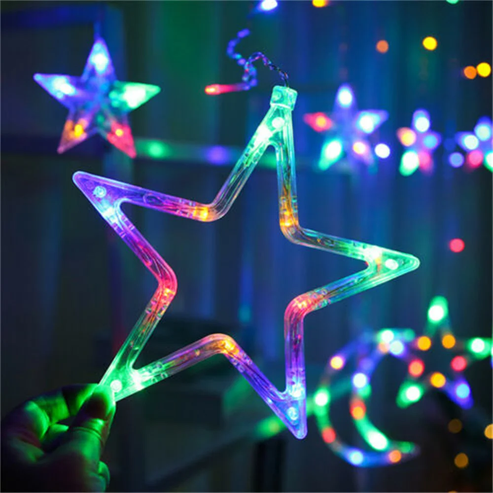 L&aacute;mpara LED de car&aacute;mbano con forma de luna y estrella, cortina de hadas, guirnalda de luces Eid Mubarak, decoraci&oacute;n para habitaci&oacute;n, hogar, boda, fiesta, decoraci&oacute;n de ventana-5
