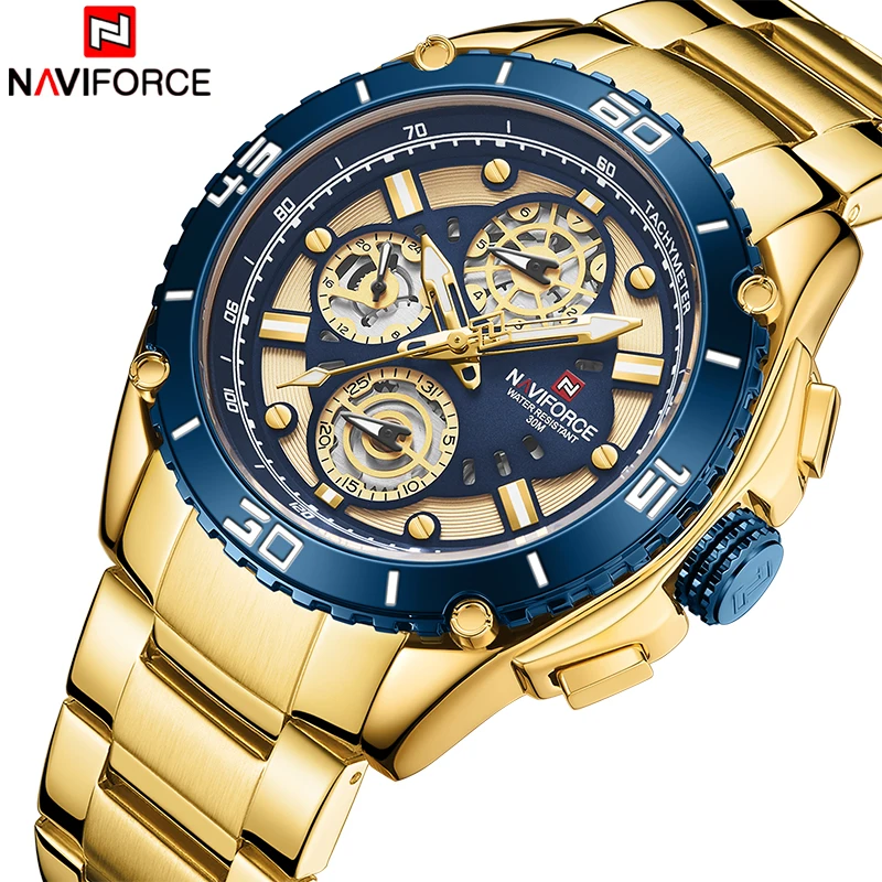NAVIFORCE спортивные часы мужские модные водонепроницаемые кварцевые наручные