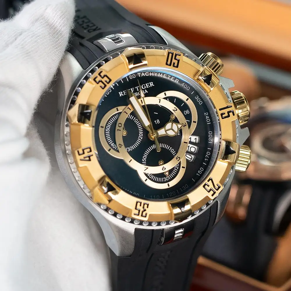 Мужские водонепроницаемые спортивные часы с хронографом на резиновом