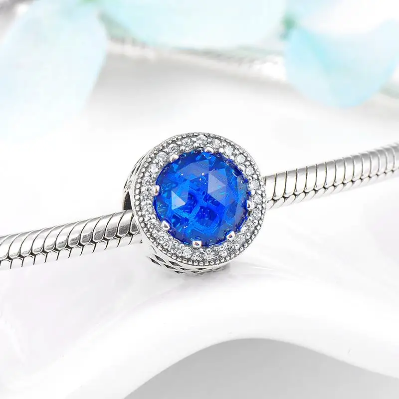 Круглый 925 серебро океан сердца Простой бисерами ювелирное изделие DIY ювелирных