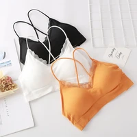 women bra sexy lingerie underwear girl beautiful female lace lingerie tube top no steel ring wrapped chest thin shoulder straps