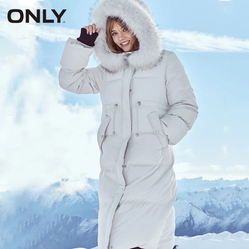 Женская зимняя куртка пуховик с отстегивающимся меховым воротником и кулиской