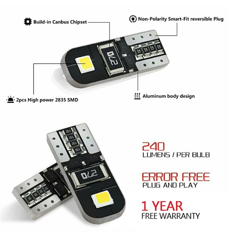 10x T10 Led Canbus W5W автомобильный интерьерный светильник лампа для Peugeot Partner 2010 2011 206 207 307