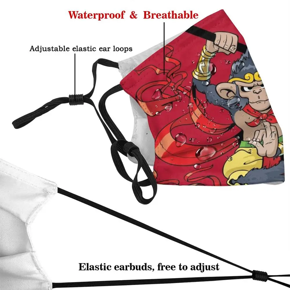 Многоразовая маска для лица с обезьянкой король Пылезащитная фильтрами детей и