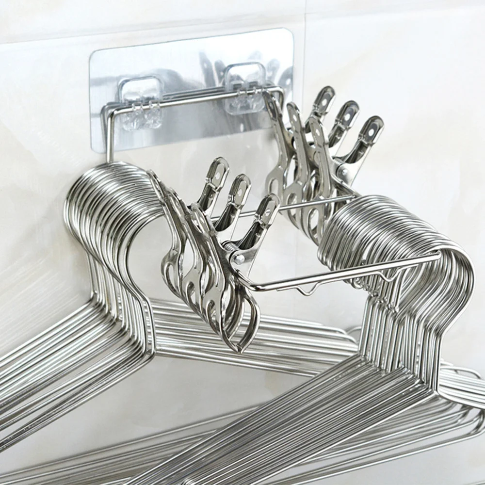 

2pcs Wall-mounted Socks Rack Stainless Steel Non-slip Drying Clips Socks Shelf (8 Clips)