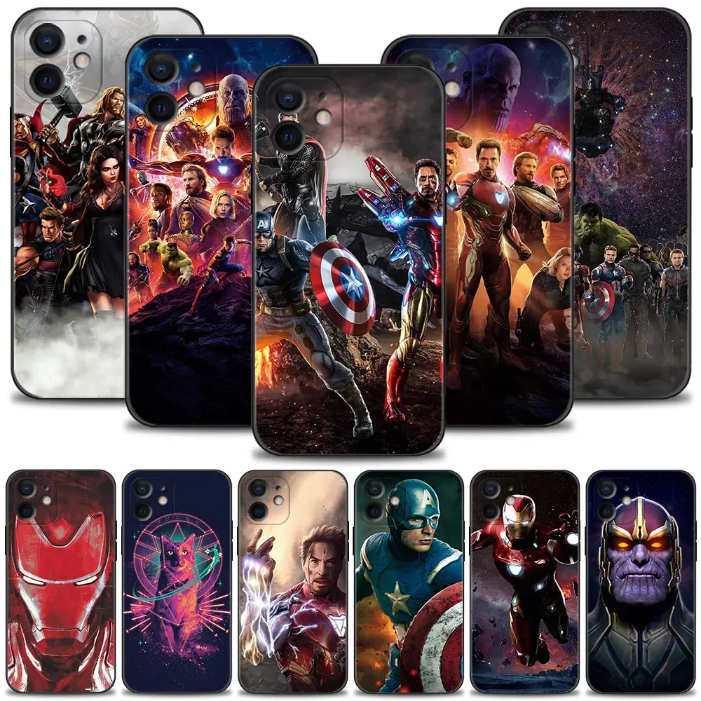 

Case For Apple iPhone 14 13 12 11 Pro Max 13 12 Mini XS Max XR X 7 8 Plus 6 6S Cover Marvel Avengers Captain Ironman Thanos