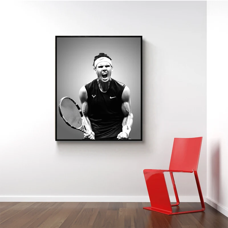 

Roger FedererRafael Nadal Posters And Prints Black and White Tennis Superstar Canvas Wall Art Picture For LivingRoom Home Decor