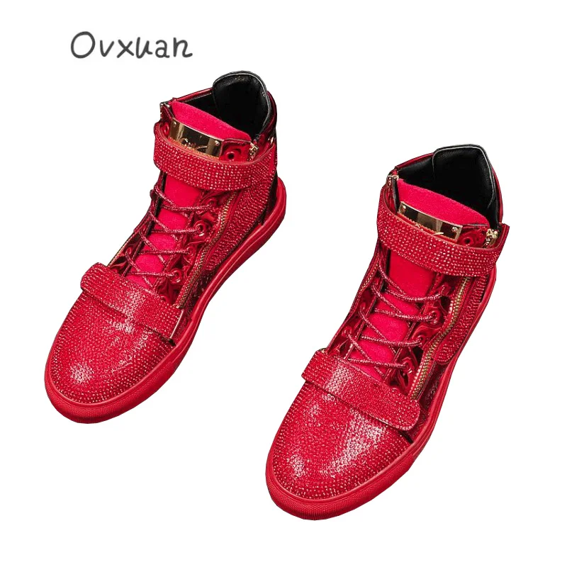 Мужские Ботильоны из флока черные или красные повседневные ботинки с высоким