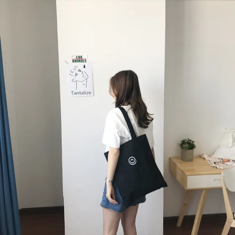 Новая маленькая сумка на одно плечо со смайликом Парусный холст для колледжа