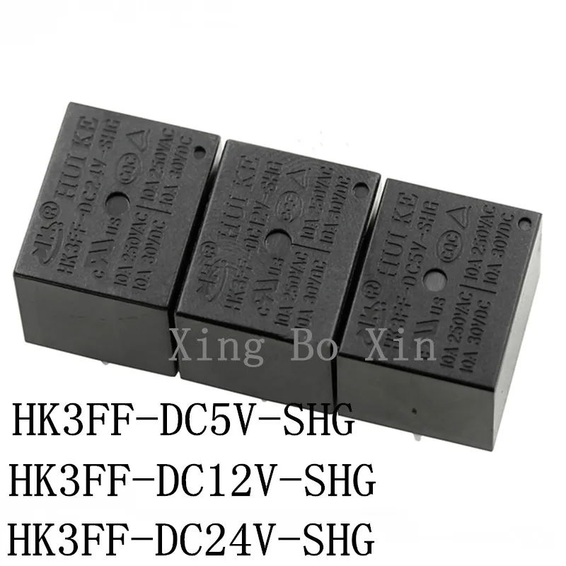 

20PCS HK3FF-DC5V-SHG HK3FF-DC12V-SHG HK3FF-DC24V-SHG Power Relay 5V 12V 24VDC 10A 250VAC 5Pin DIP5 T73 HUI KE Black HK3FF