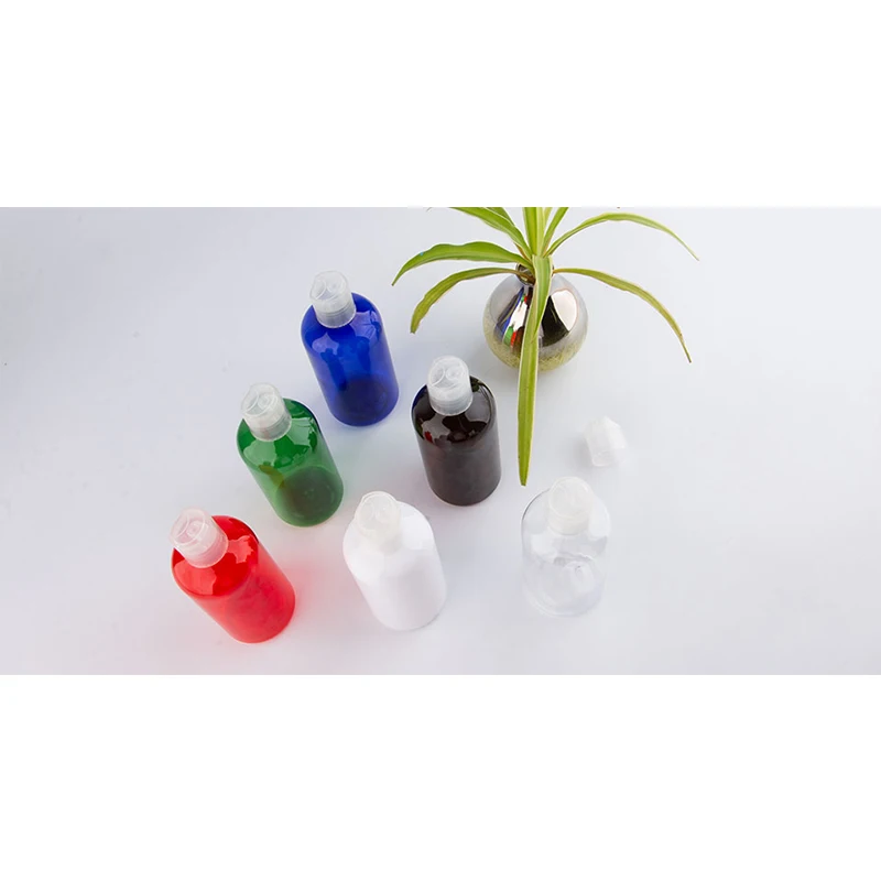 220ml Empty Clear White Green Brown green Plastic Bottles Refillable Travel With Disc Top Cap For Shampoo Toner | Красота и здоровье