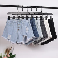 2020 new arrival casual summer hot sale denim women shorts high waists fur lined leg openings plus size sexy short jeans
