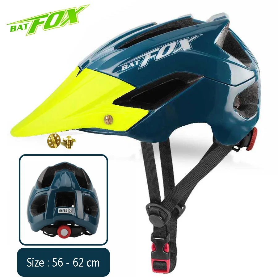 Darkgreen-Green BATFOX MTB велосипедный шлем горная дорога велосипедный шлем Мужчины Женщины Оранжевый Велосипед Велоспорт безопасность Спорт на открытом воздухе большой козырек шлем casco - Цвет: Darkgreen-Green