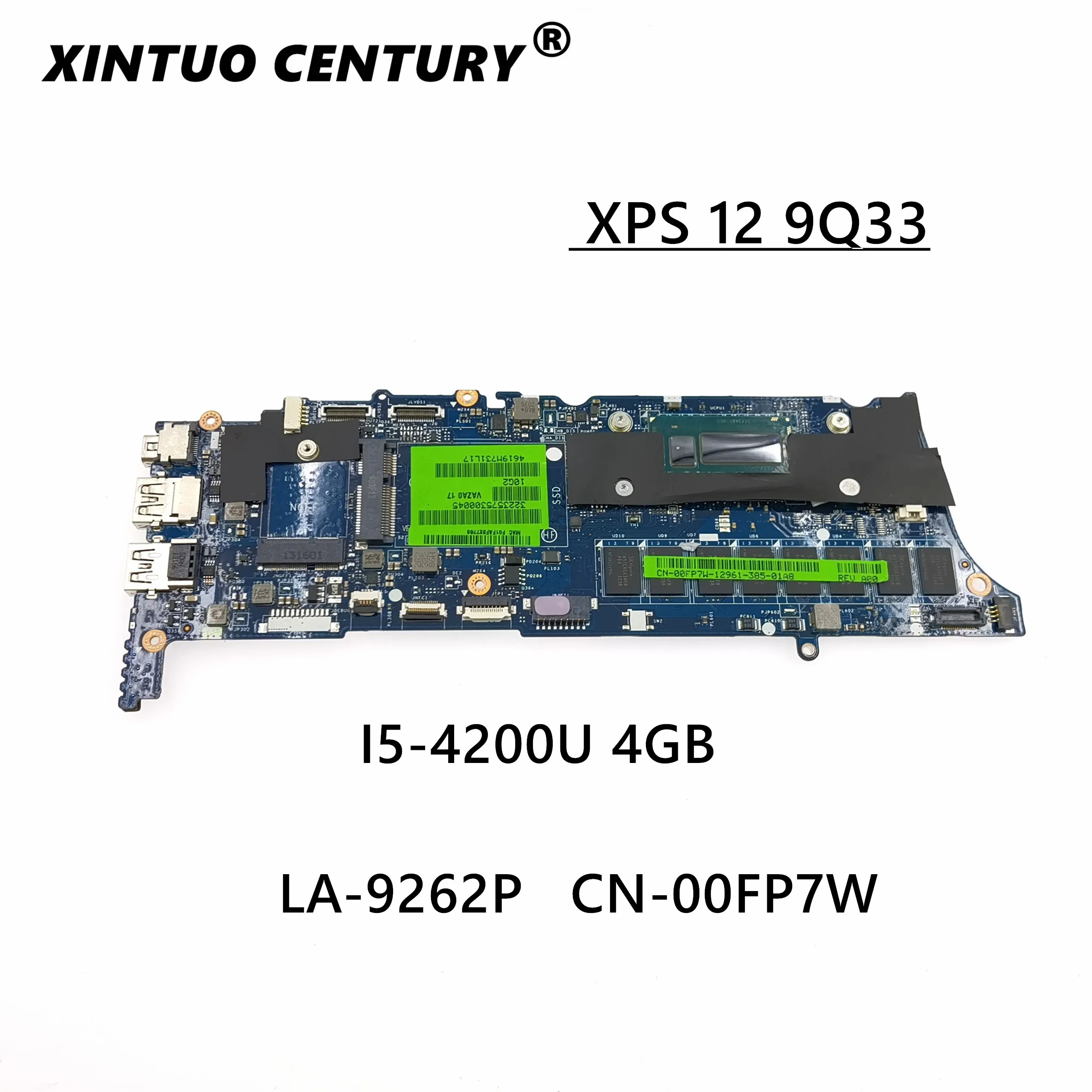 

FOR DELL XPS 12 9Q33 Laptop motherboard SR170 i5-4200U CPU 4GB CN-00FP7W 00FP7W 0FP7W LA-9262P