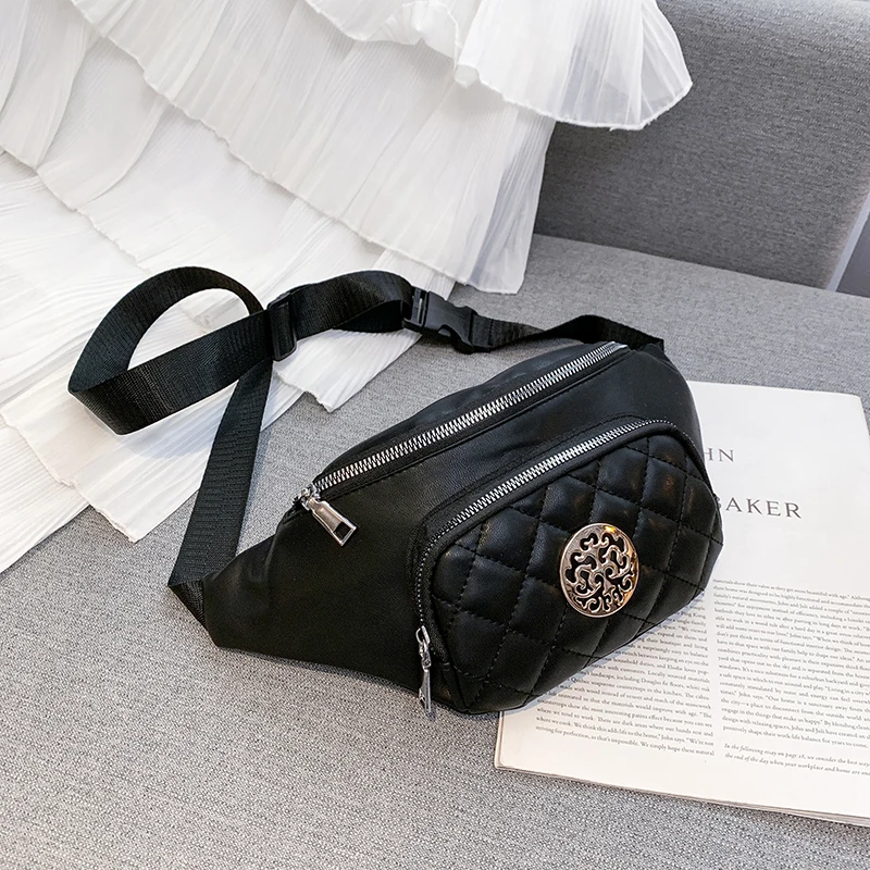 Поясная Сумка для телефона на груди женская кожаная поясная сумка модная черная