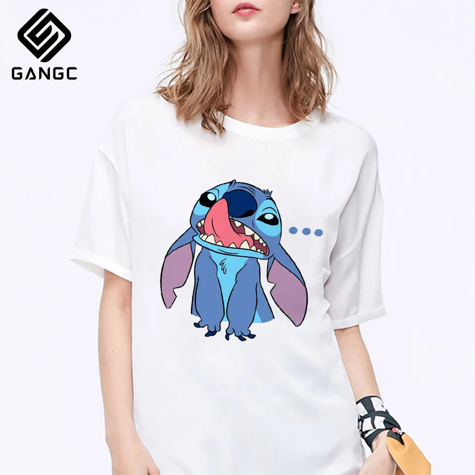 Стич уличная футболка Летняя модная Милая мужские милые футболки женская Топы с