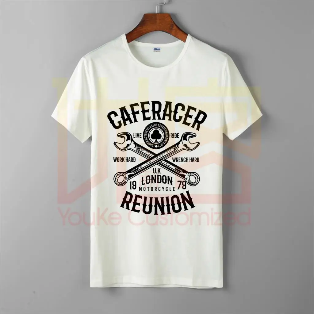Кафе велосипедист гонщик рокер тату Чоппер мотор мотоцикл мотоциклист Футболка