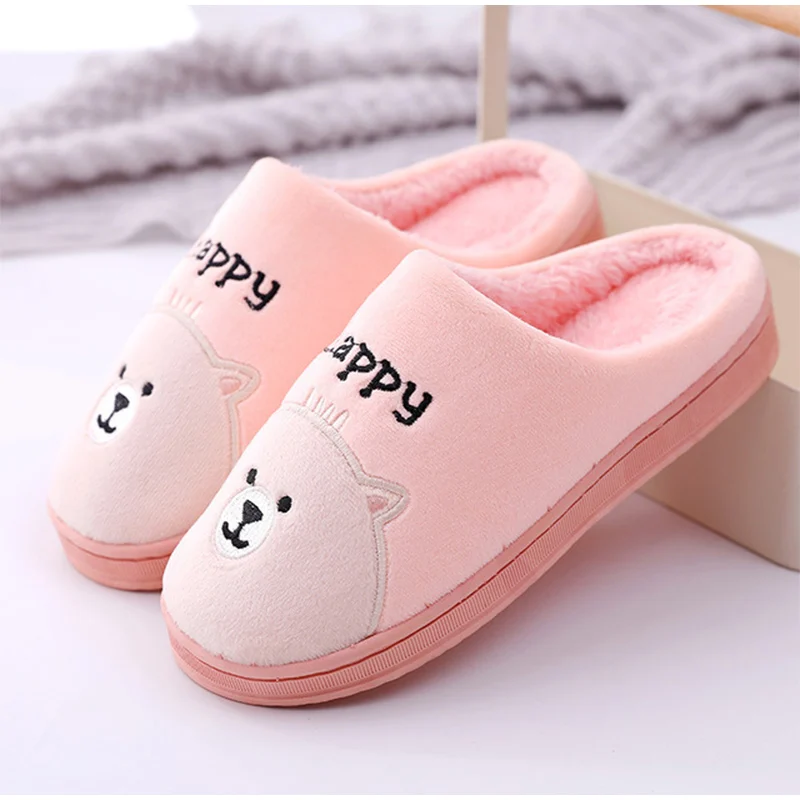 

Тапочки женские зимние осенние плюшевые, милая обувь с мультяшным рисунком, Нескользящие мягкие комнатные тапочки для дома и спальни