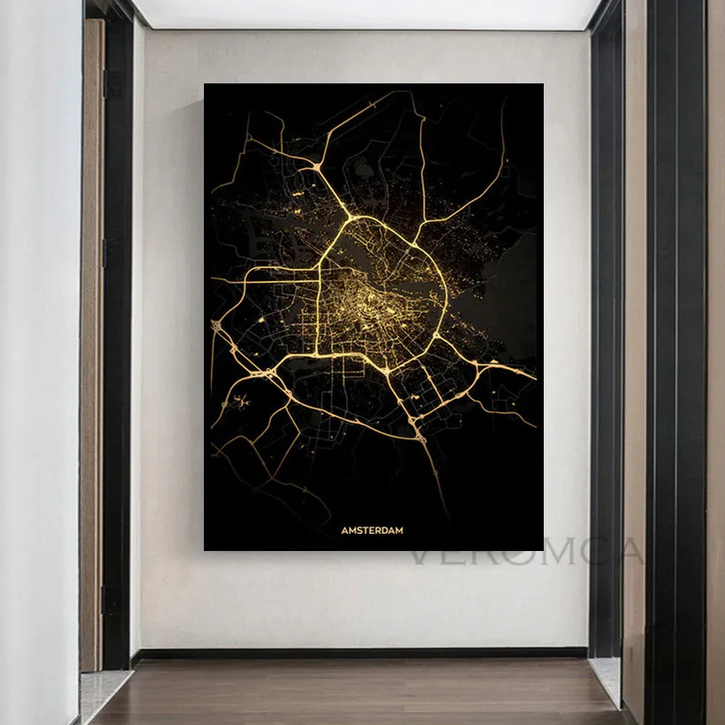 Плакат Амстердам карта Нидерландов городские карты пользовательский принт