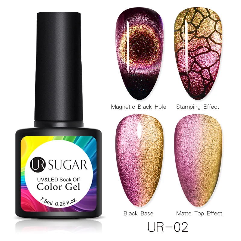 9d glitter2 Ur Sugar 7,5 мл глаз хамелеона кота гель лак для ногтей замочить от УФ светодиодный 3D магнитный гель лак лазерный градиентный эффект лак для ногтей - Цвет: 9d glitter2
