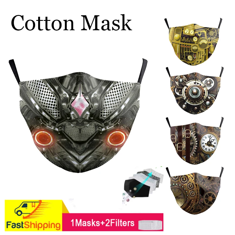 

Respirator Washable Maske with Filter Mouth Mask Smiley Clock Mask Adult Cotton Mouth Masks Anti Breathable Anti-Dust Face Masks