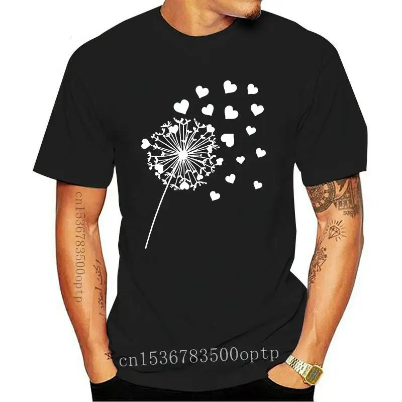 

New Summer Plus Size TShirt Women 2021 Heart Dandelion Print T Shirt 100%Cotton Women Shirts O Neck Short Sleeve Tees Streetwear