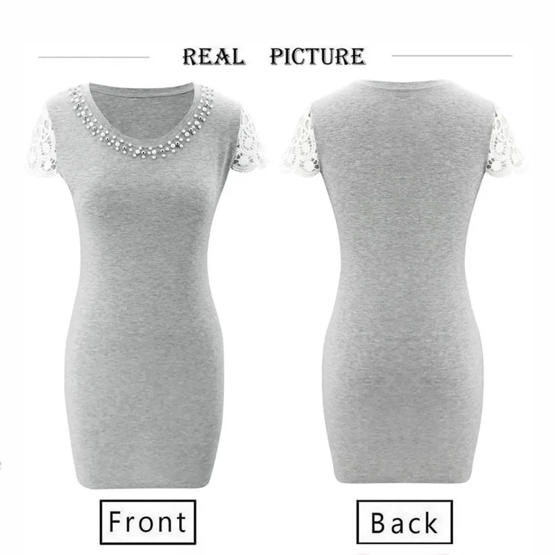 Женское мини-платье с жемчужными бусинами офисное привлекательное ажурное