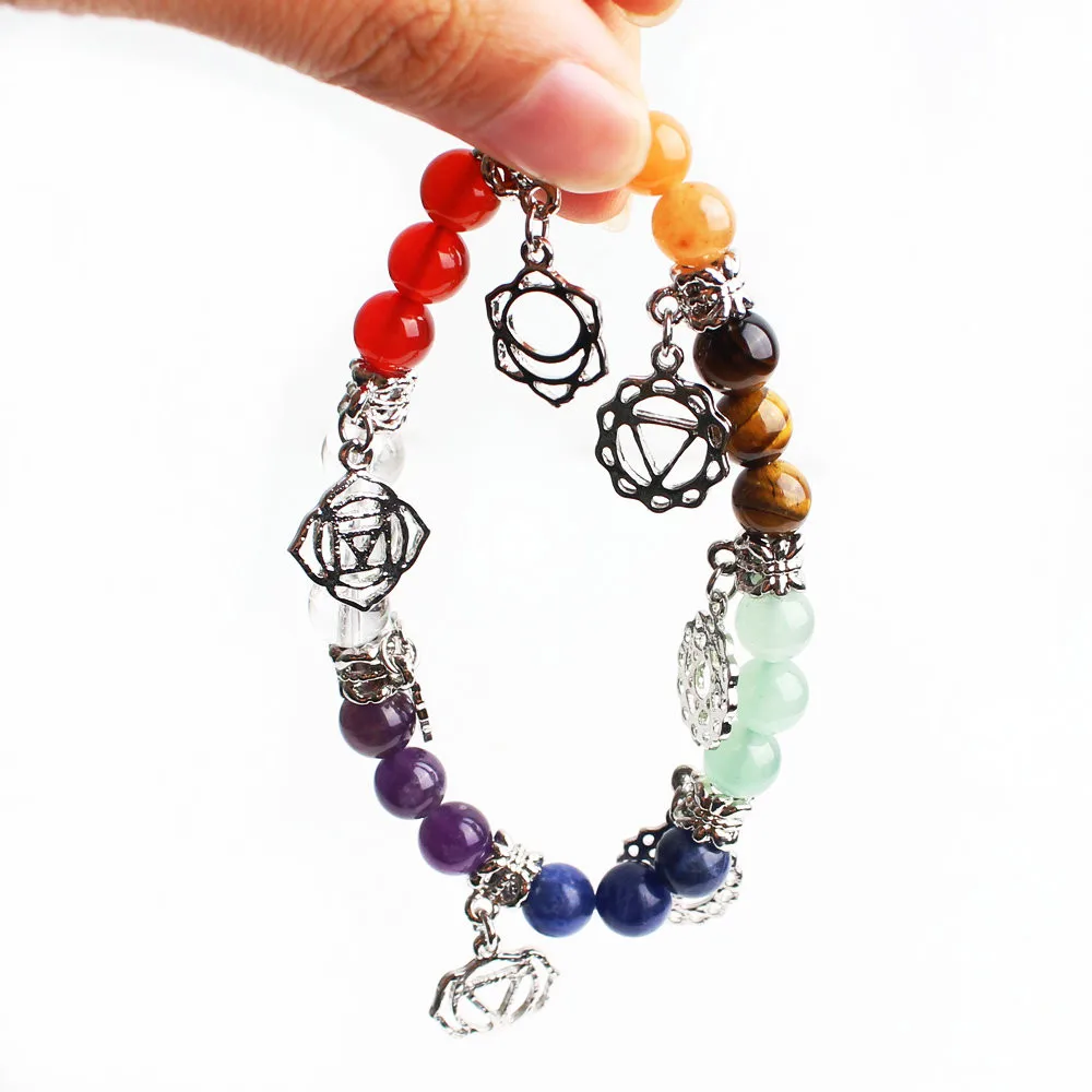 7 Чакр браслет рейки Будда молитва камень Йога чакра Прямая поставка исцеляющий