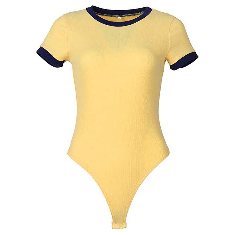 Новинка женские Лоскутные однотонные облегающие боди с коротким рукавом