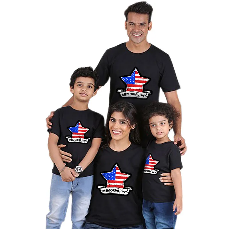 

Одежда для всей семьи с принтом на День памяти, модные летние короткие футболки с пентаграммой, одежда для папы, малышей, мальчиков, мамы, 2020