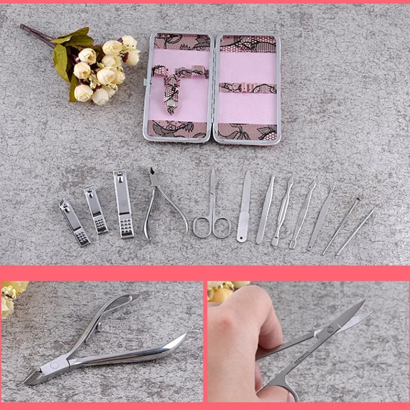 

Professional Stainless Steel Nail Clippers Set with Box Trimmer Grooming Manicure Cutter Portable Travel Kit